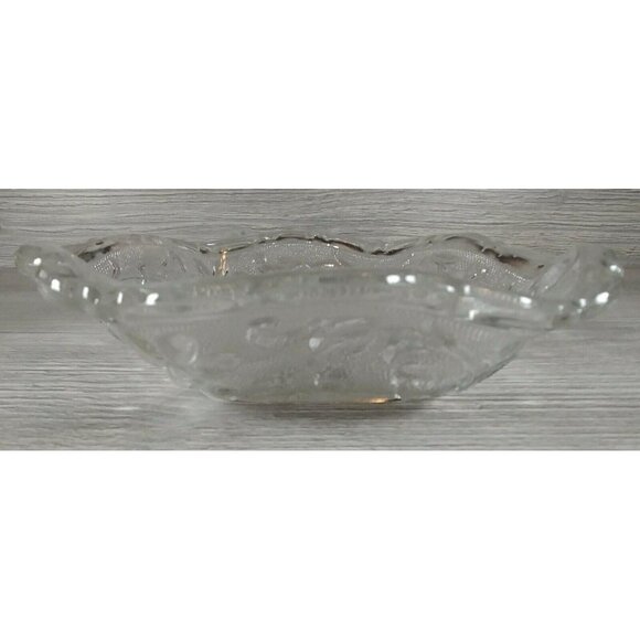 VTG Duncan & Miller Floral Pressed Sandwich Glass Textured Surface Hexagon Bowl - Picture 7 of 12